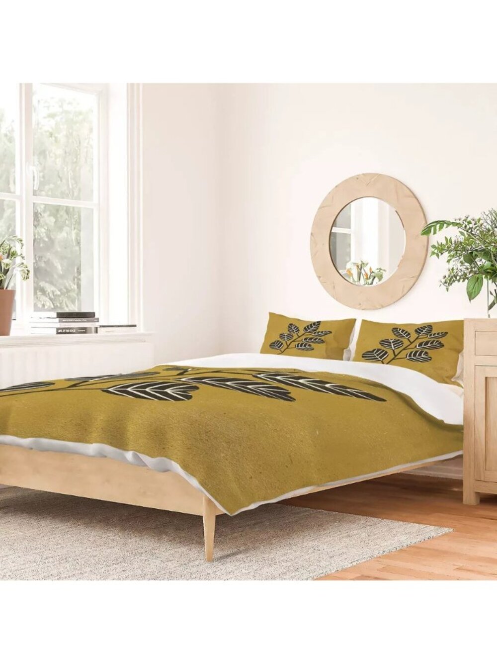 Deny Designs Queen Duvet & 2 Pillow Sham 3 Pc Set w/ Green Eucalyptus Print NWOT - Picture 2 of 6